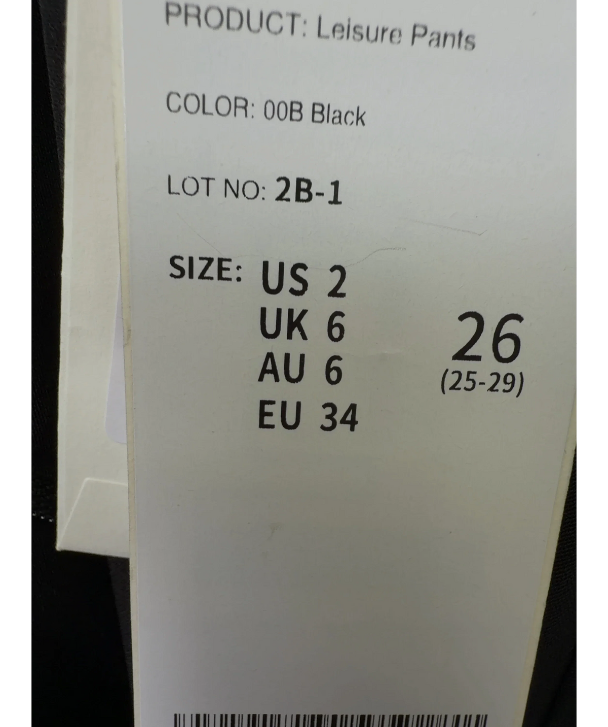 GOELIA Black Leisure Pants, size UK 6 — label