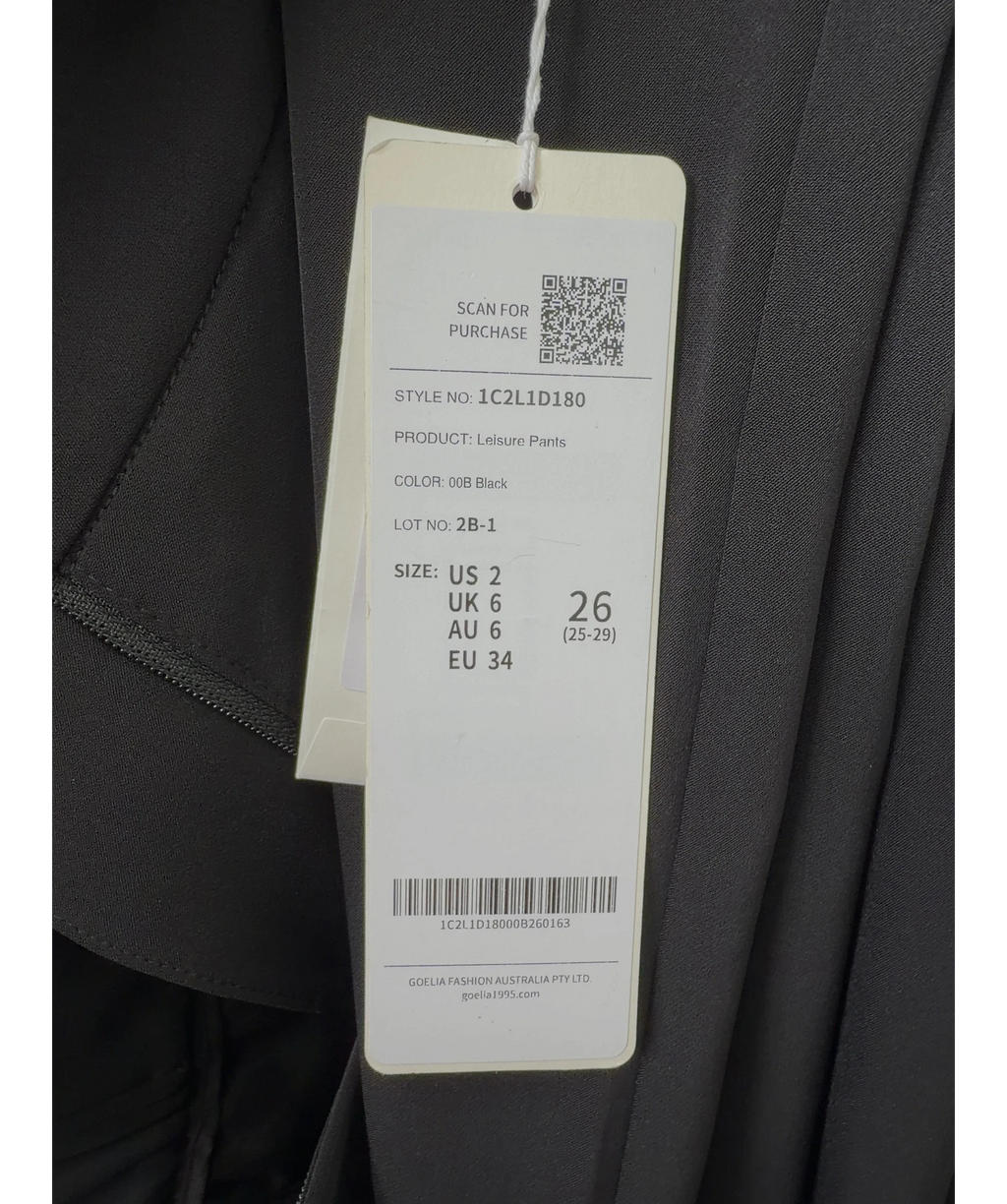 GOELIA Black Leisure Pants, size UK 6 — care label