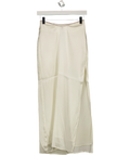Meshki White white maxi skirt with rhinestone trim and side slit, size UK XS — front