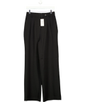 New Look Black Black Pleated Front Wide Leg Trousers, size UK 10 — front