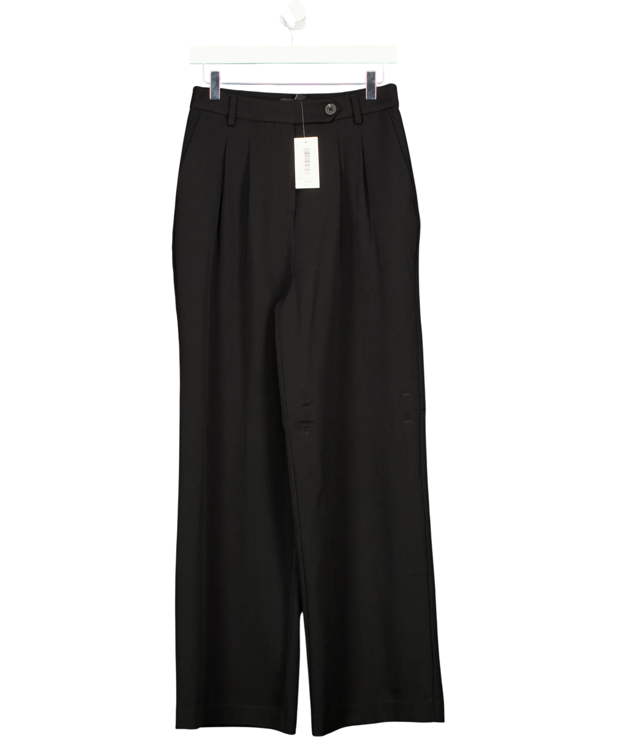 New Look Black Black Pleated Front Wide Leg Trousers, size UK 10 — front