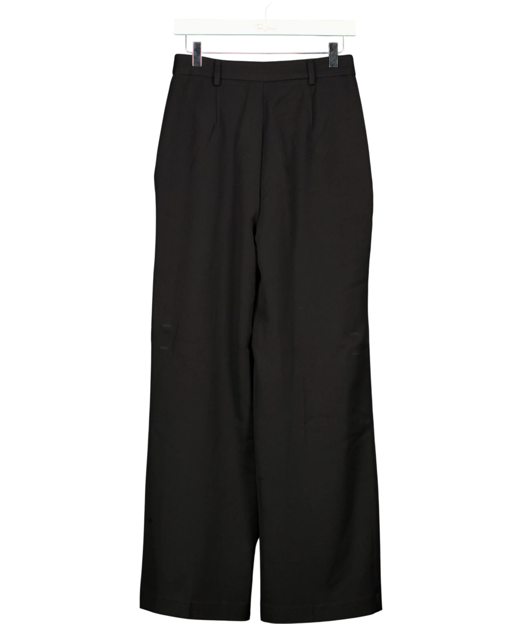 New Look Black Black Pleated Front Wide Leg Trousers, size UK 10 — back