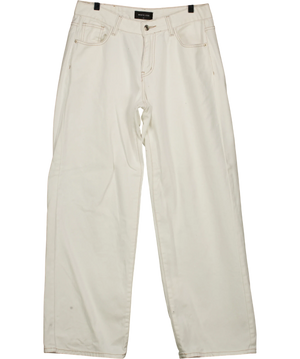 White Fox White And Brown Wide Leg Jeans UK M