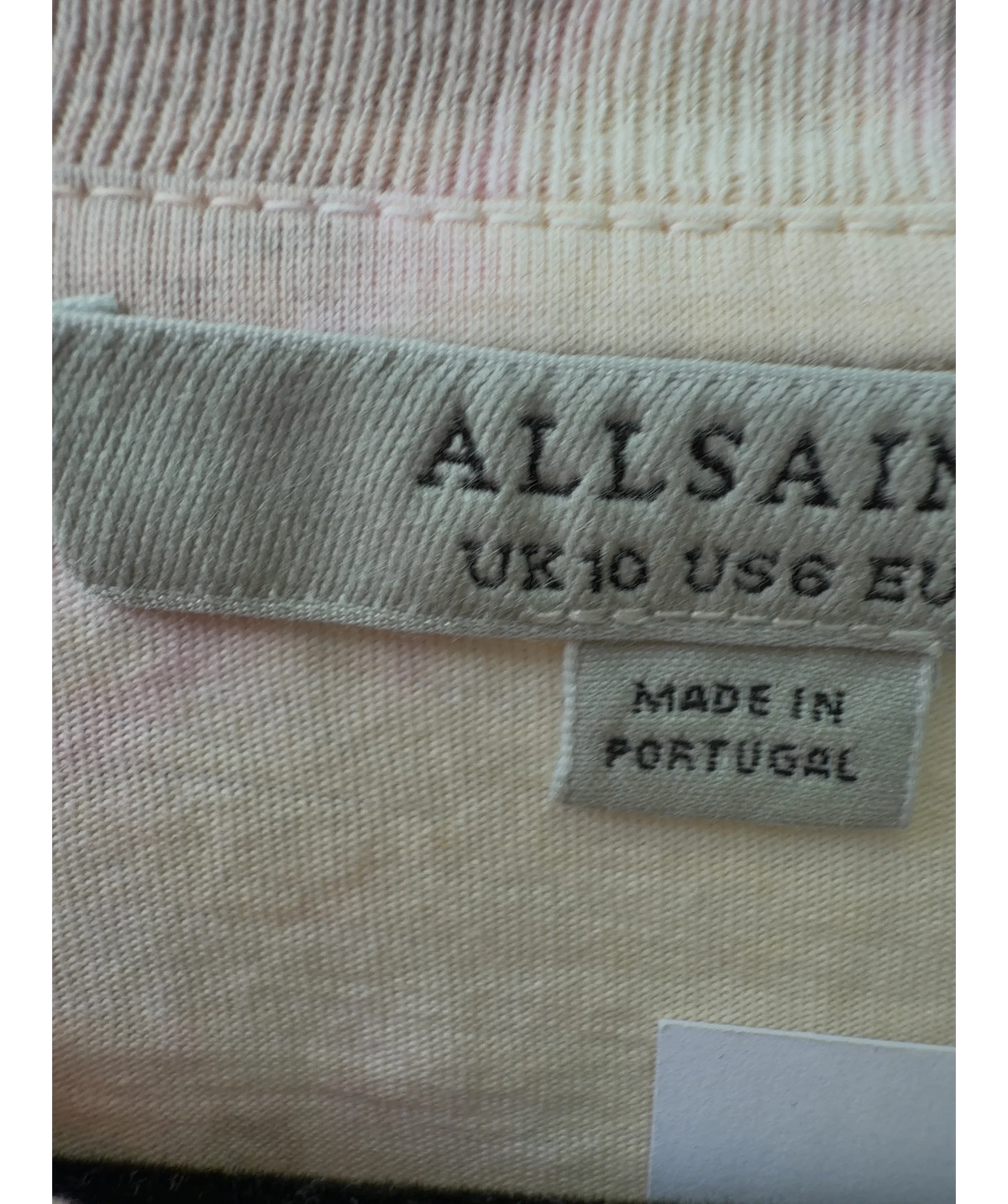 ALLSAINTS Pink Sasha Tydy Tee, size UK 10 — care label