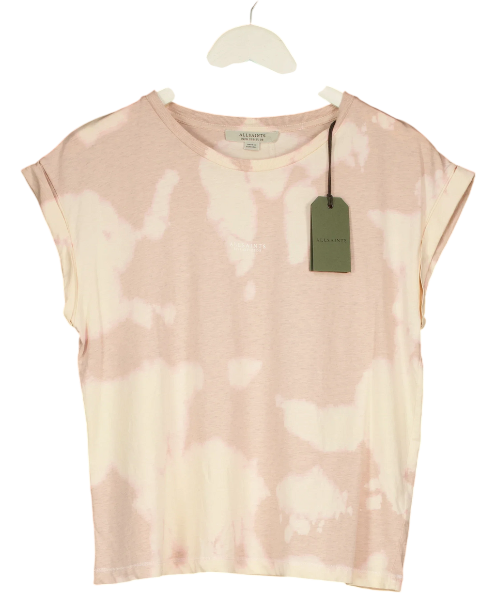 ALLSAINTS Pink Sasha Tydy Tee, size UK 10 — front