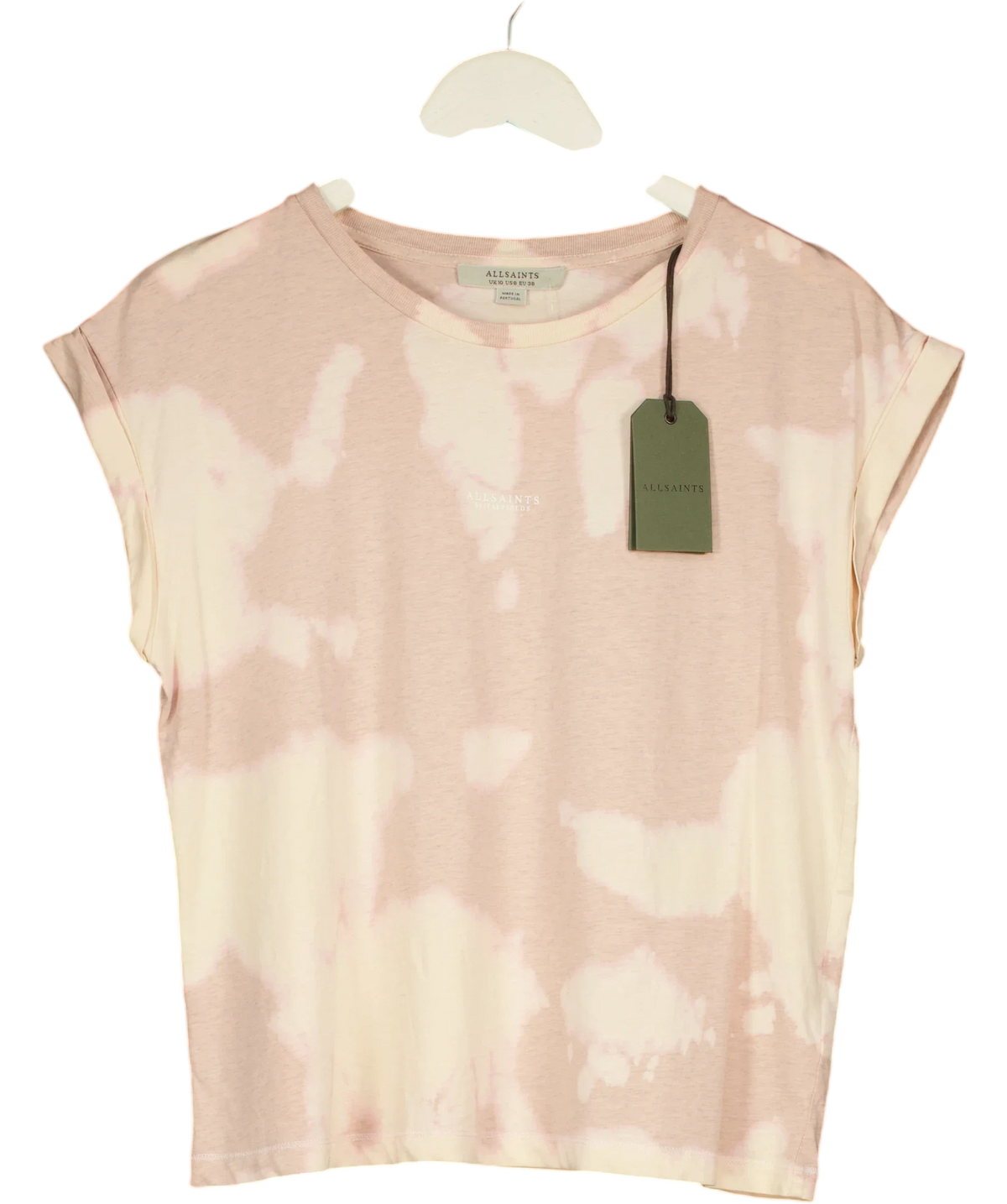 ALLSAINTS Pink Sasha Tydy Tee, size UK 10 — front