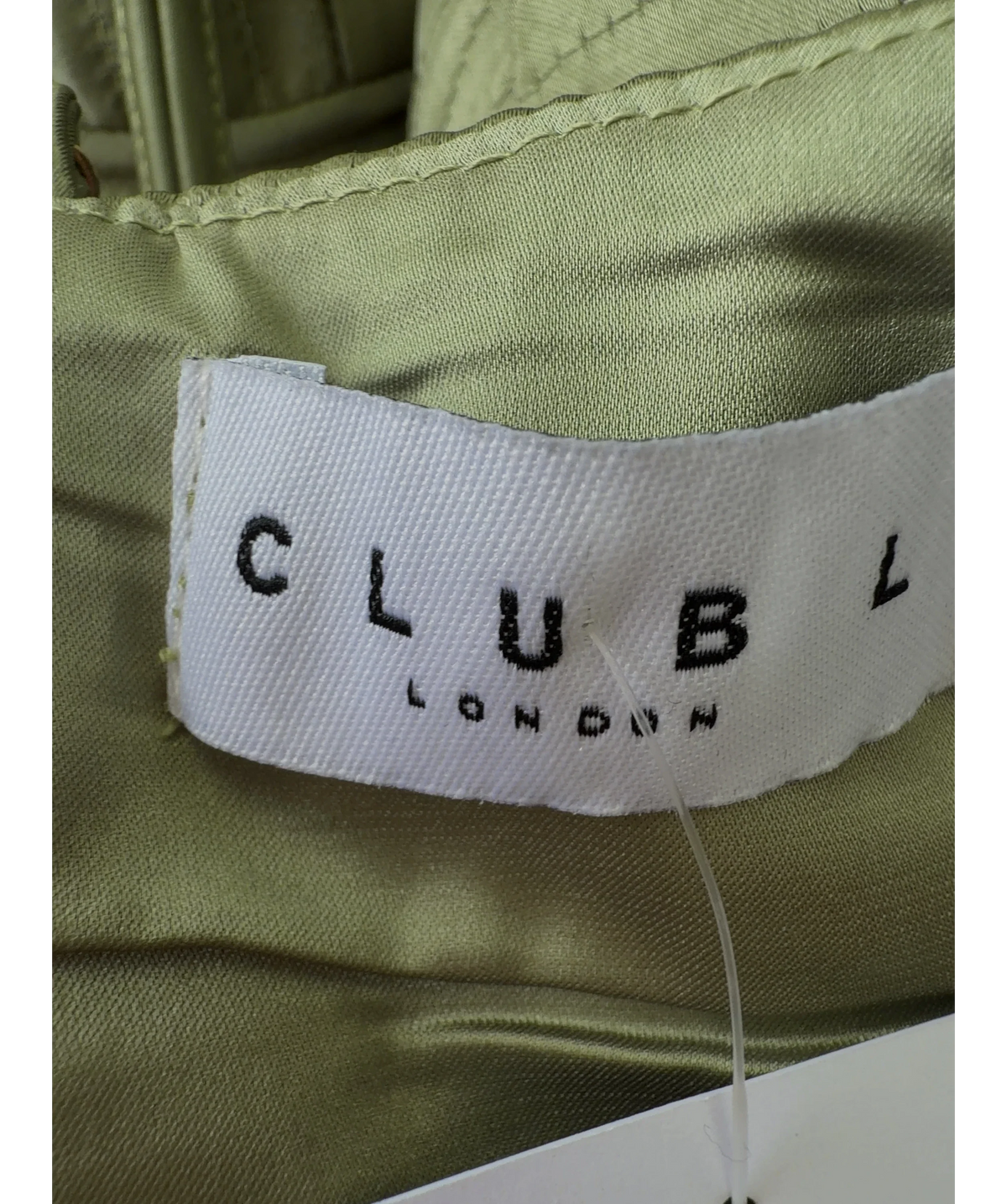 Club L Green satin corset top, size UK 8 — detail
