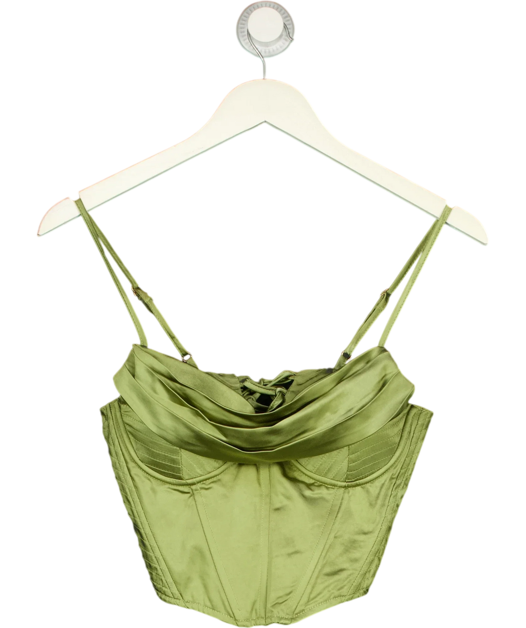 Club L Green satin corset top, size UK 8 — front