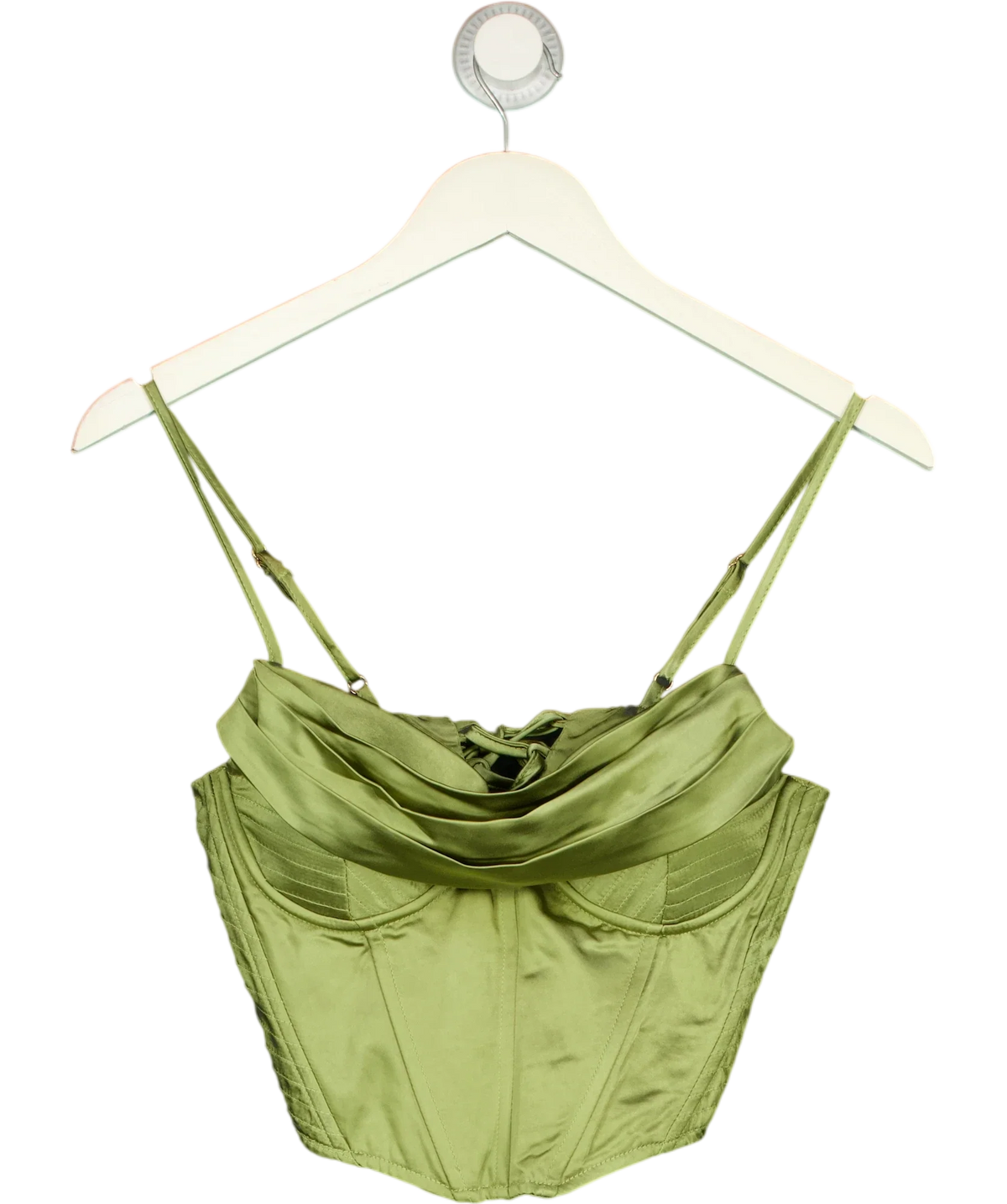 Club L Green satin corset top, size UK 8 — front