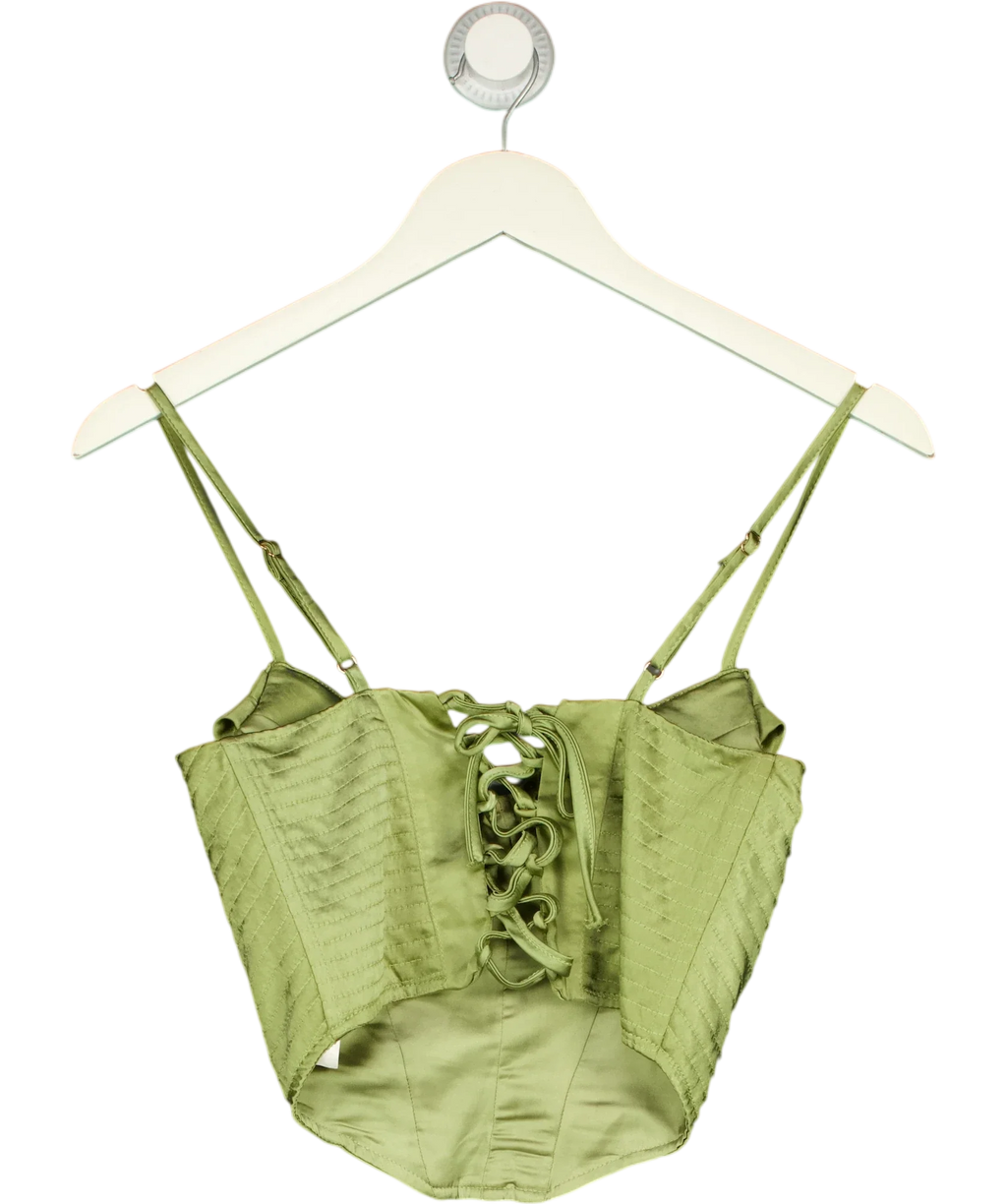 Club L Green satin corset top, size UK 8 — back