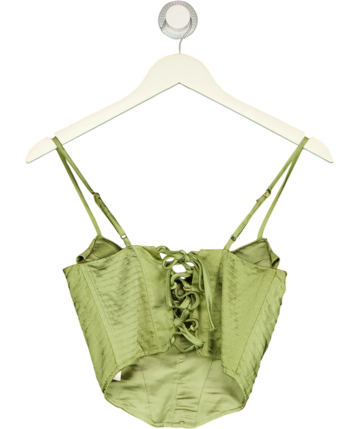 Club L Green satin corset top, size UK 8 — back