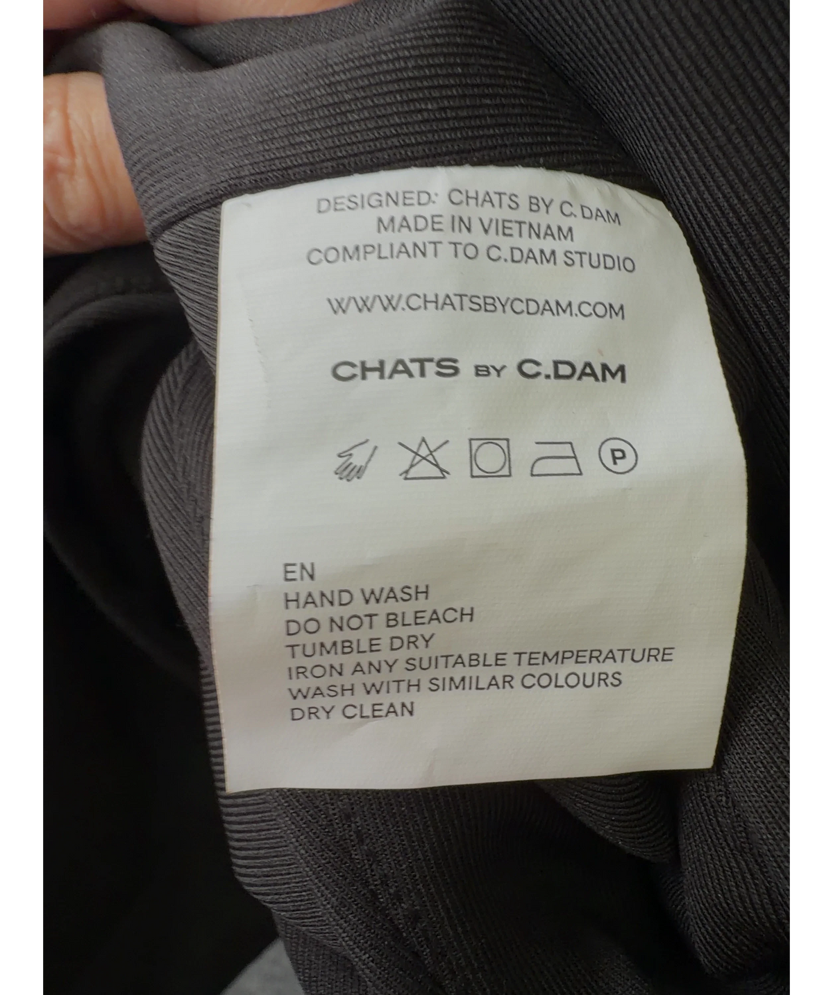 Chats by C.Dam Black Colour, size UK S — label