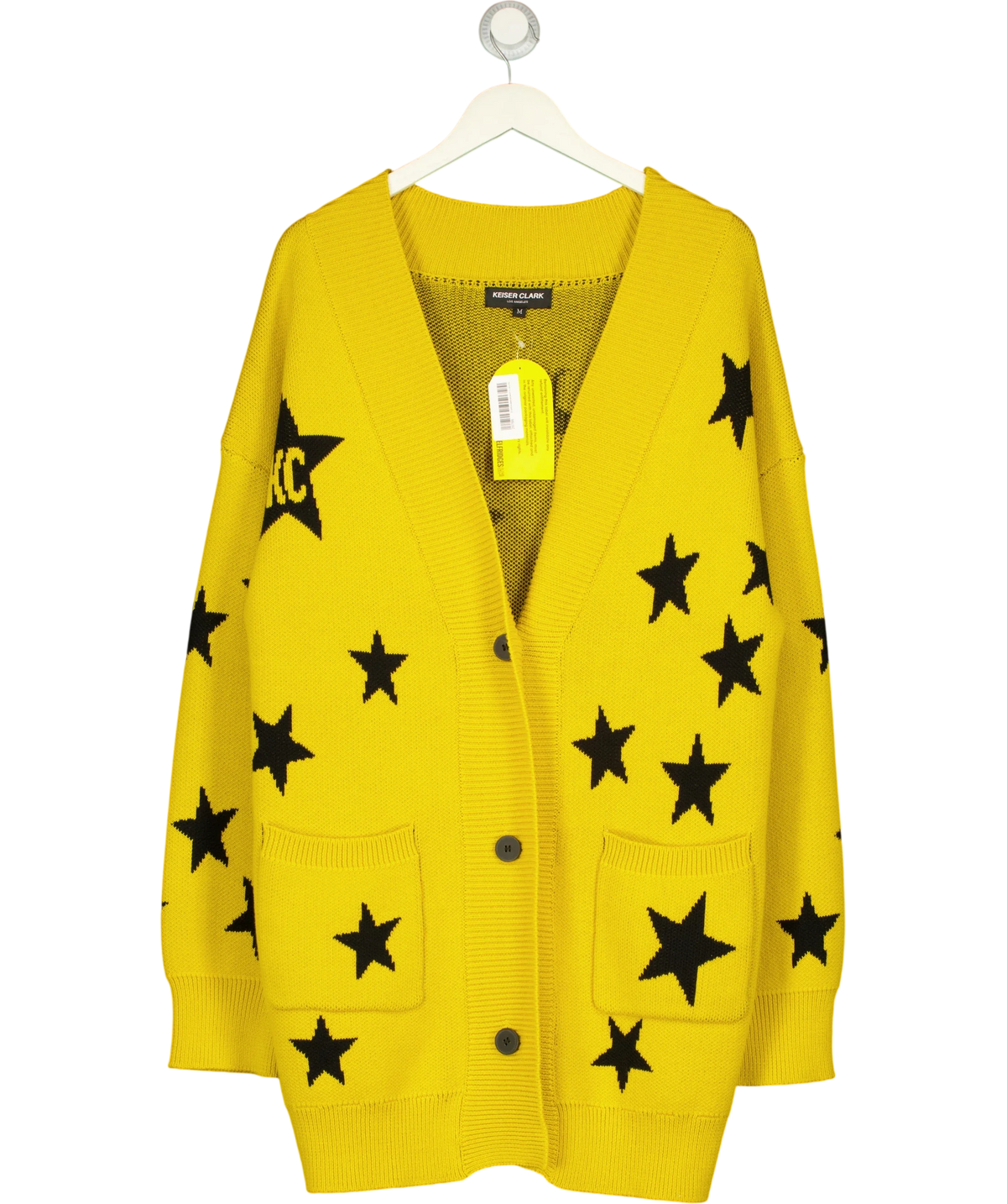 KEISER CLARK Yellow Stardust Cardigan, size UK M — front
