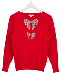 Monsoon Red Di Double Bow Jumper Red, size UK M — front