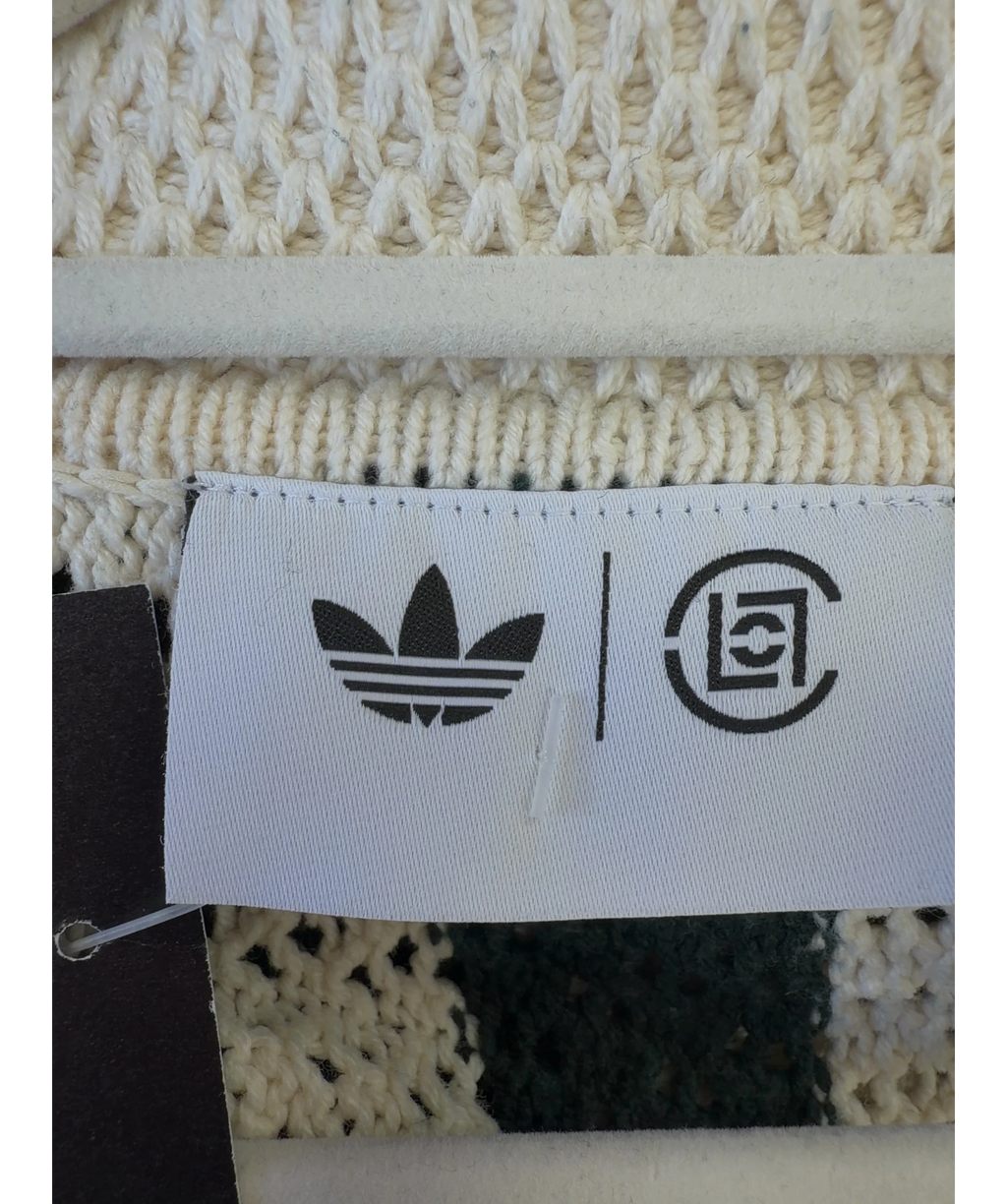 adidas Cream Knit Polo, size UK M — detail