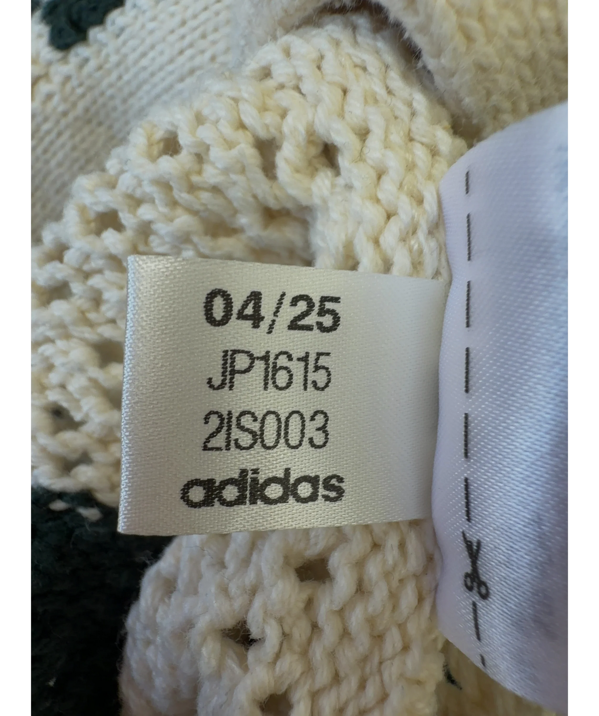 adidas Cream Knit Polo, size UK M — label