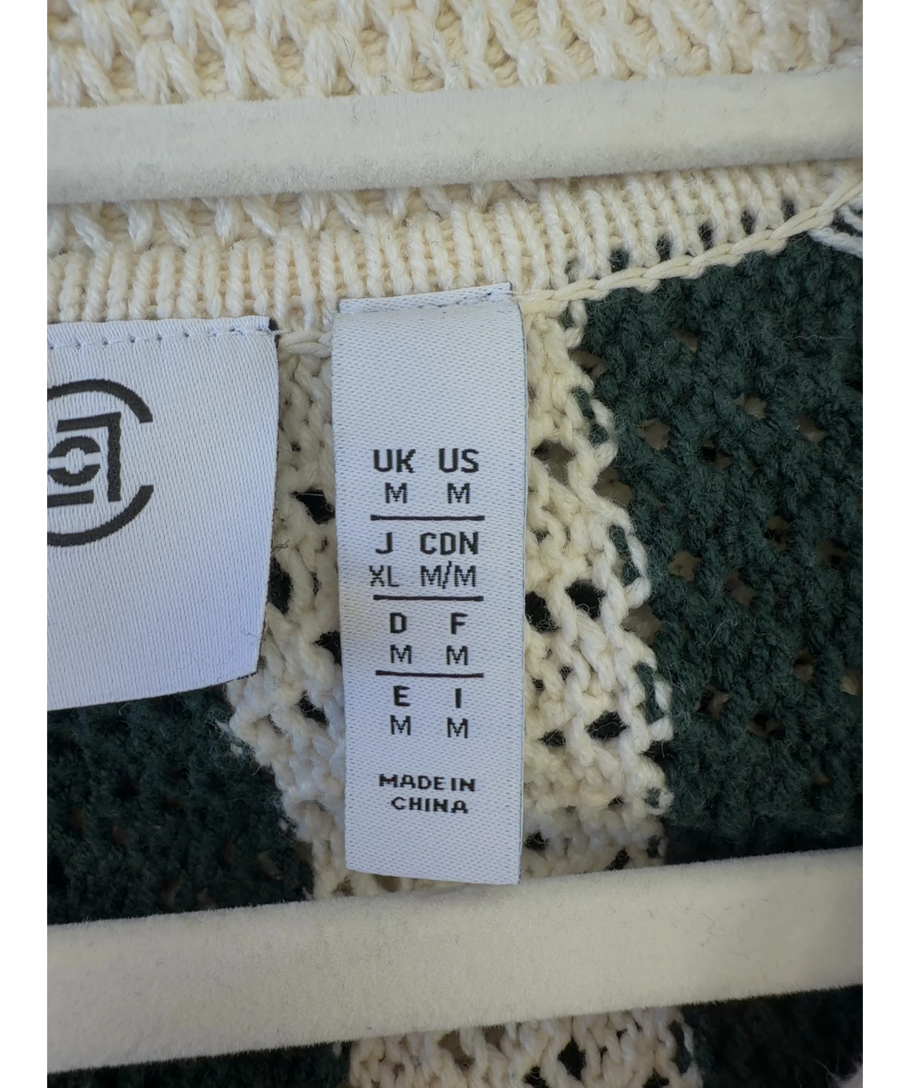 adidas Cream Knit Polo, size UK M — care label