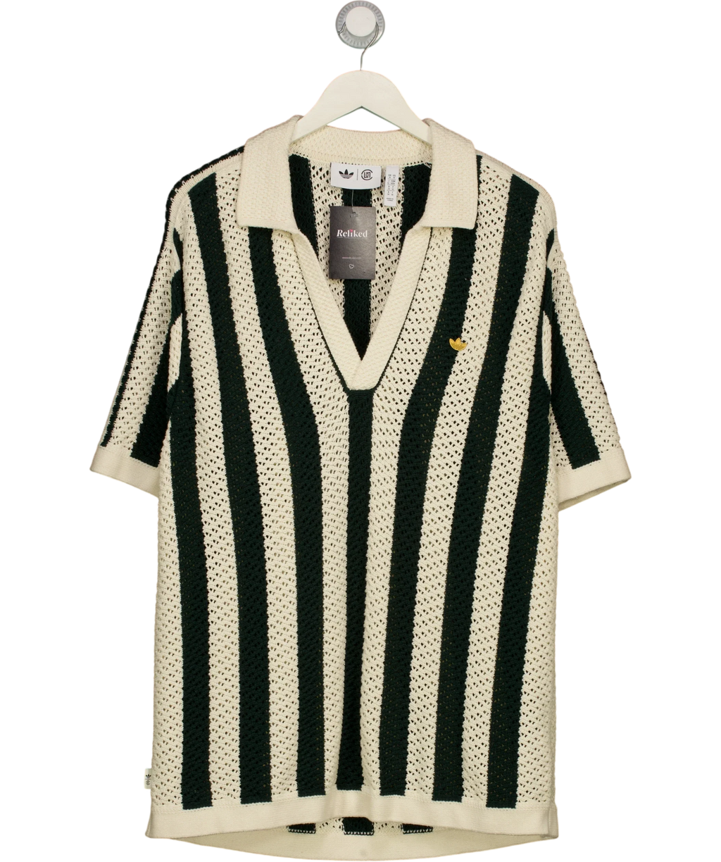 adidas Cream Knit Polo, size UK M — front