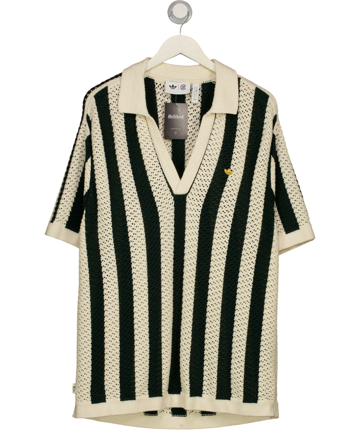 adidas Cream Knit Polo, size UK M — front