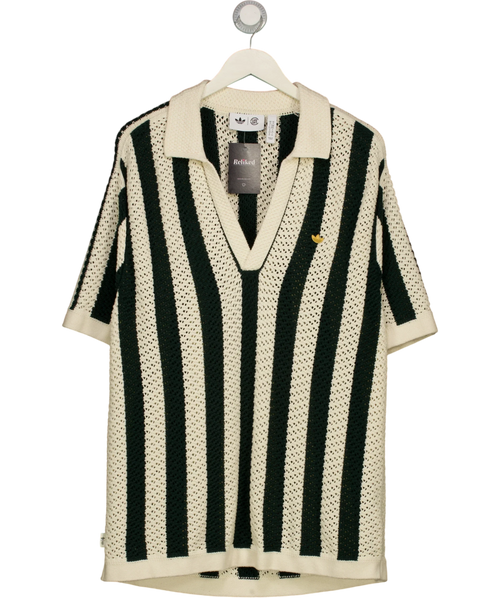 adidas Cream Knit Polo, size UK M — front