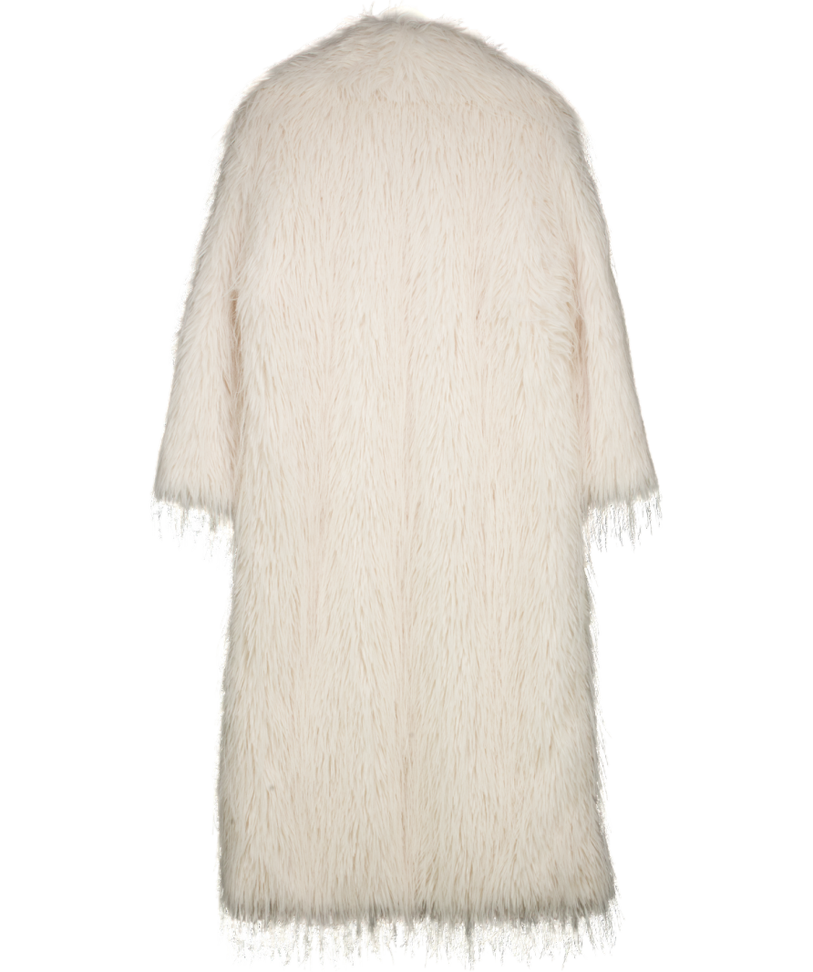 River Island White Faux Fur Maxi Coat UK M