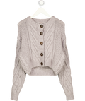 FREE PEOPLE Grey 100% Cotton Knit Bonfire Cotton Cardigan UK S