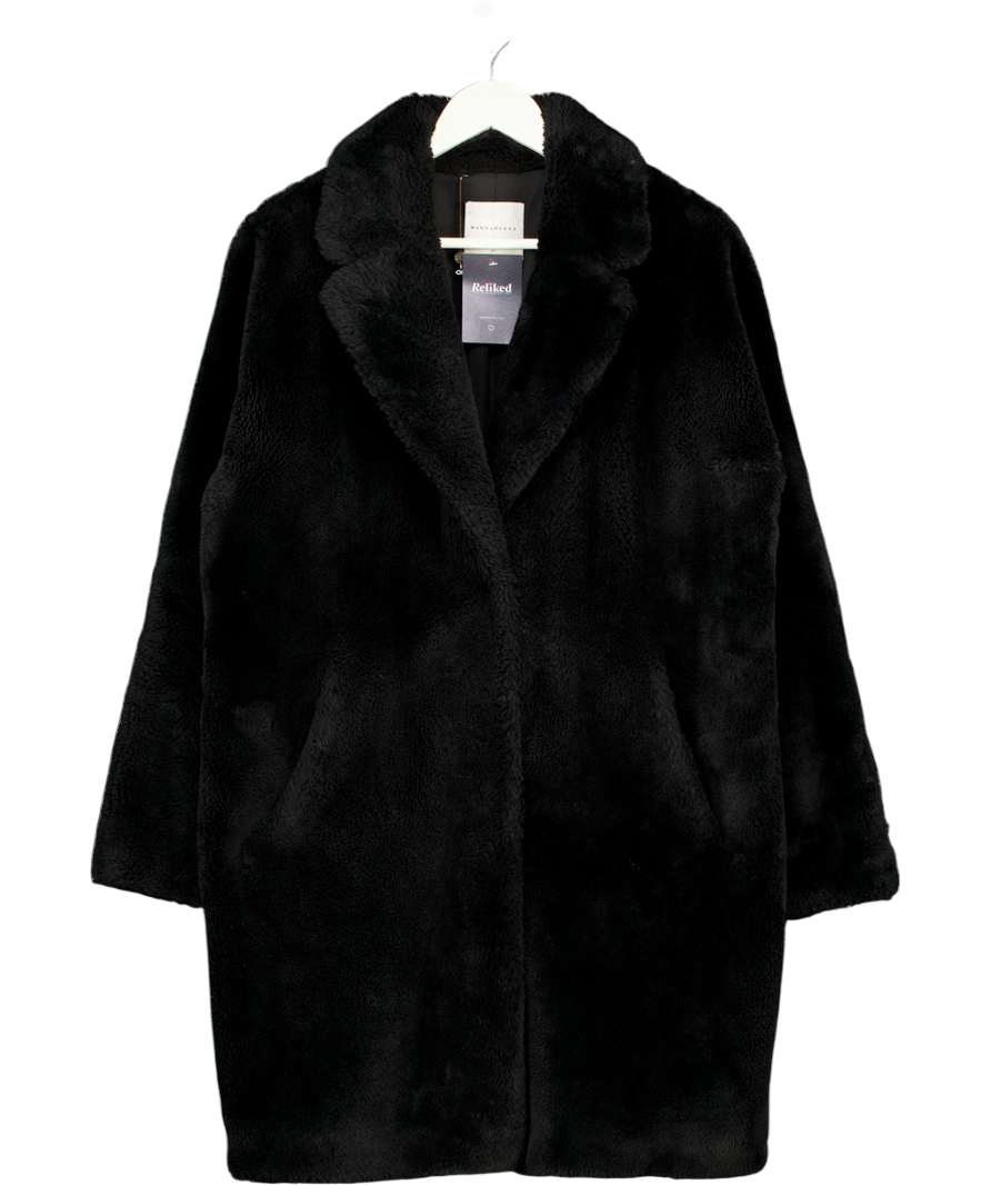 Rino & Pelle Black Joela Faux Fur Coat UK 12