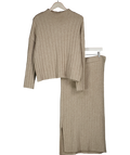 VILA Vila Ribbed Maxi Skirt Co-ord In Cream UK XXL