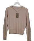 ARTLESS FOREVER Beige Tove Wool & Cashmere Blend V-neck Sweater UK XS