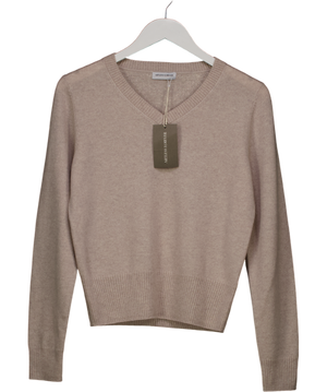 ARTLESS FOREVER Beige Tove Wool & Cashmere Blend V-neck Sweater UK XS