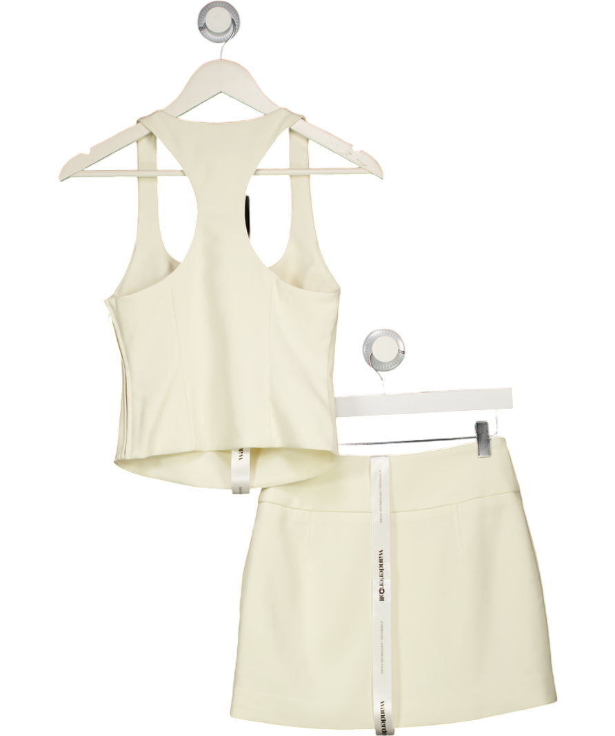 Wanderdoll Cream Olivia Square Neck Crop Top With Olivia Mini Skirt UK XS