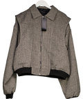 Lioness Grey Exclusive Vista Contrast Stitch Bomber Jacket In Ash Tweed UK M