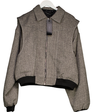 Lioness Grey Exclusive Vista Contrast Stitch Bomber Jacket In Ash Tweed UK M