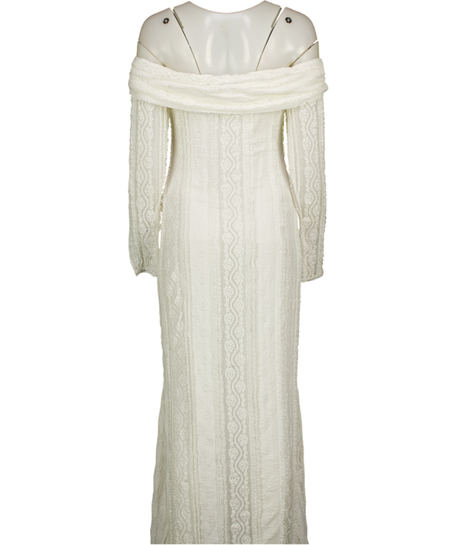 Charo Ruiz Ibiza White Souley Long Off The Shoulder Dress UK M