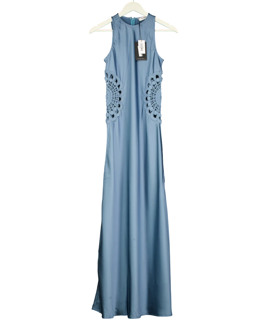 4th & Reckless Blue Aver Satin Maxi Dress UK 8