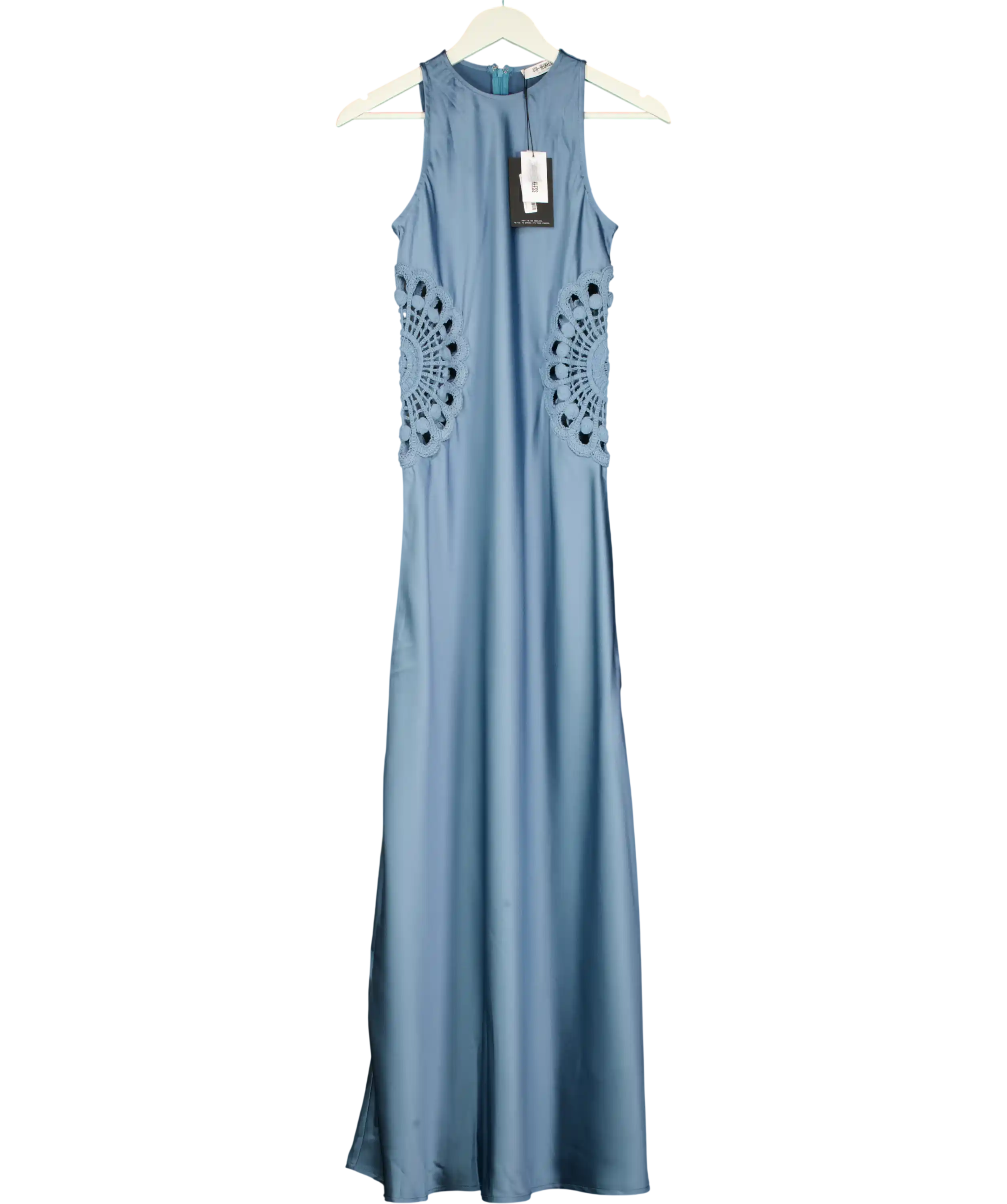 4th & Reckless Blue Aver Satin Maxi Dress UK 8