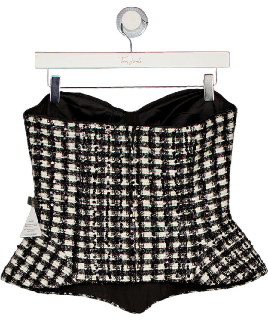 NADINE MERABI Black Maya Check Corset Top UK 10