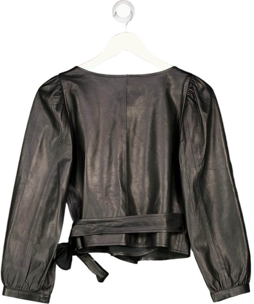 BA&SH Houston Butter Soft Real  Leather Wrap Top - Black Sz0 UK XS
