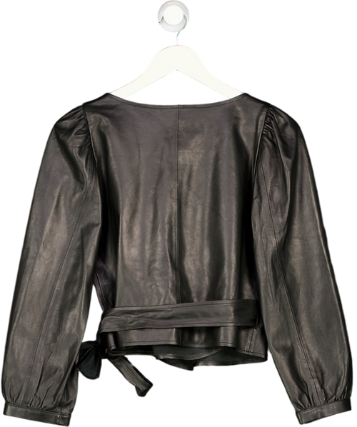 BA&SH Houston Butter Soft Real  Leather Wrap Top - Black Sz0 UK XS