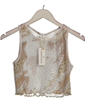 GRACE JACOBS Beige Marble Sand Crop Top UK S