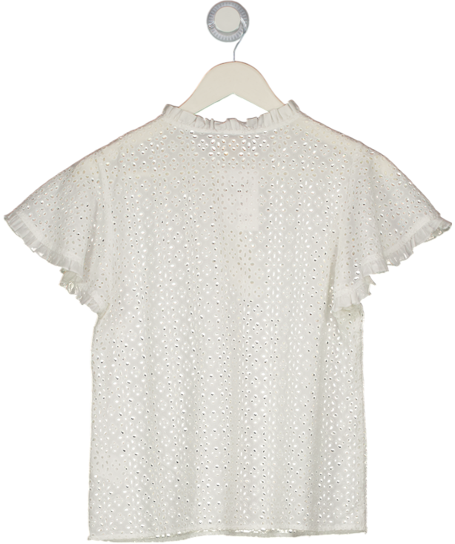 Wyse London White Tie Shoulder Floral smockedTop UK 8