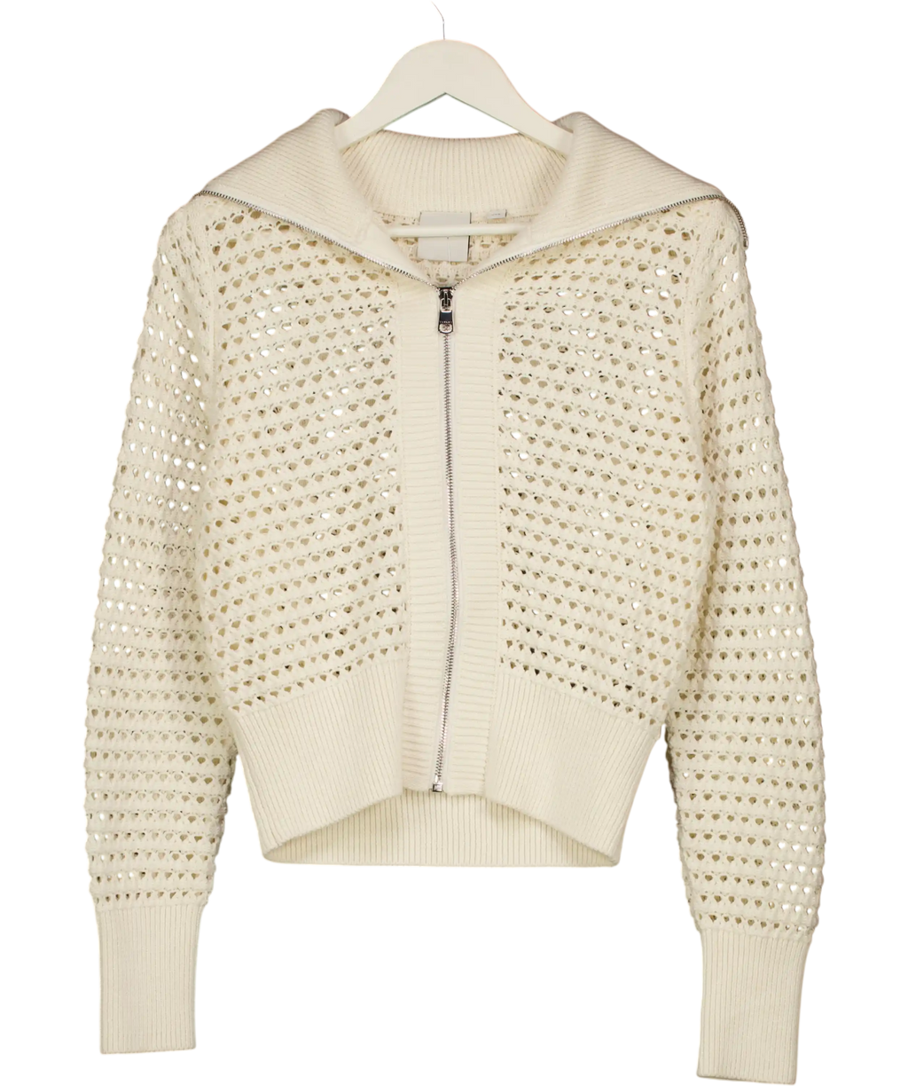 VARLEY Cream Eloise Zip-through Knit UK XXS