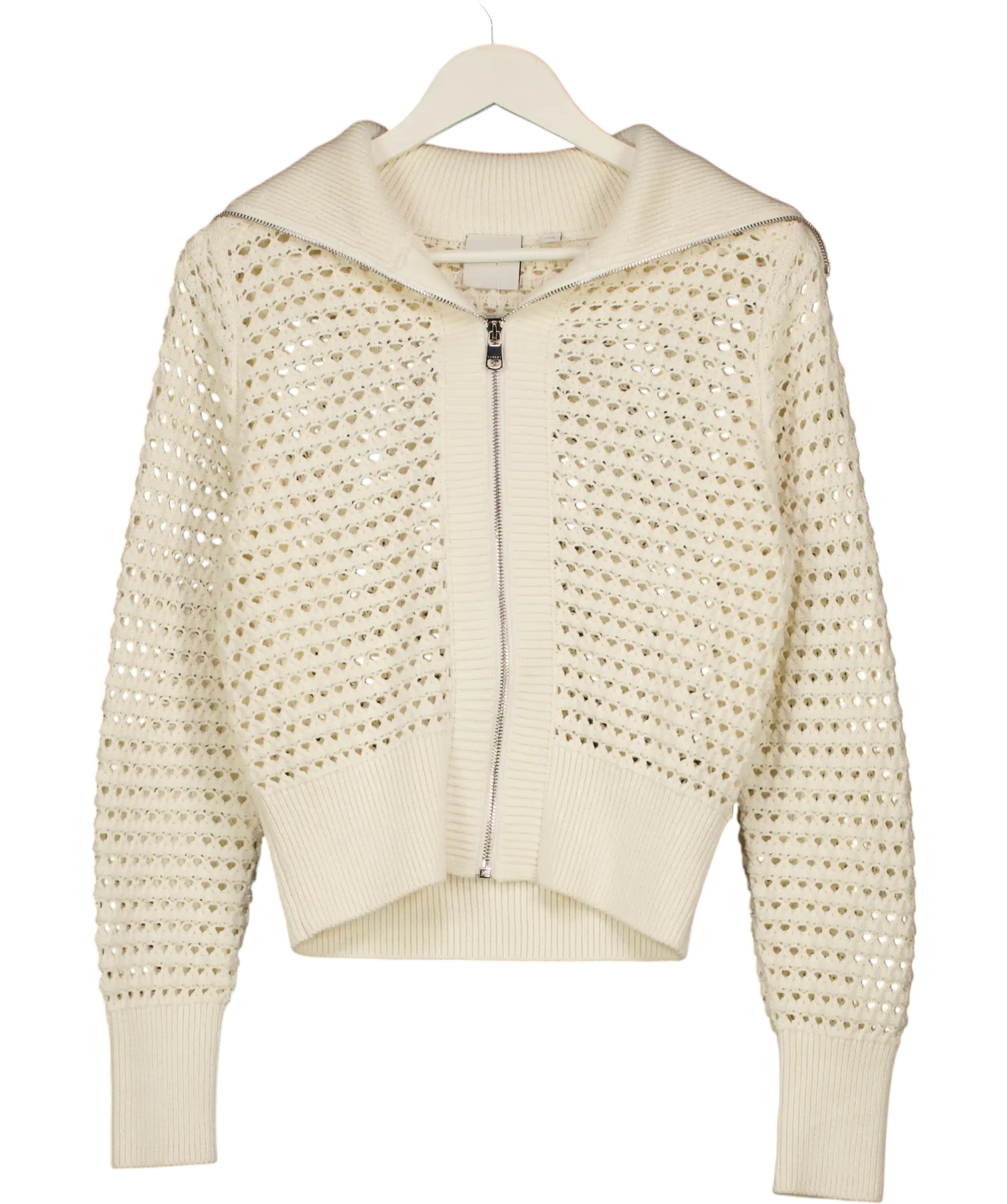 VARLEY Cream Eloise Zip-through Knit UK XXS