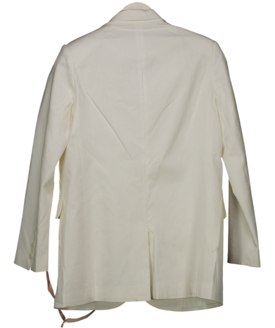 Oh Polly White Cotton / Linen Blend Single Breasted Blazer UK 8