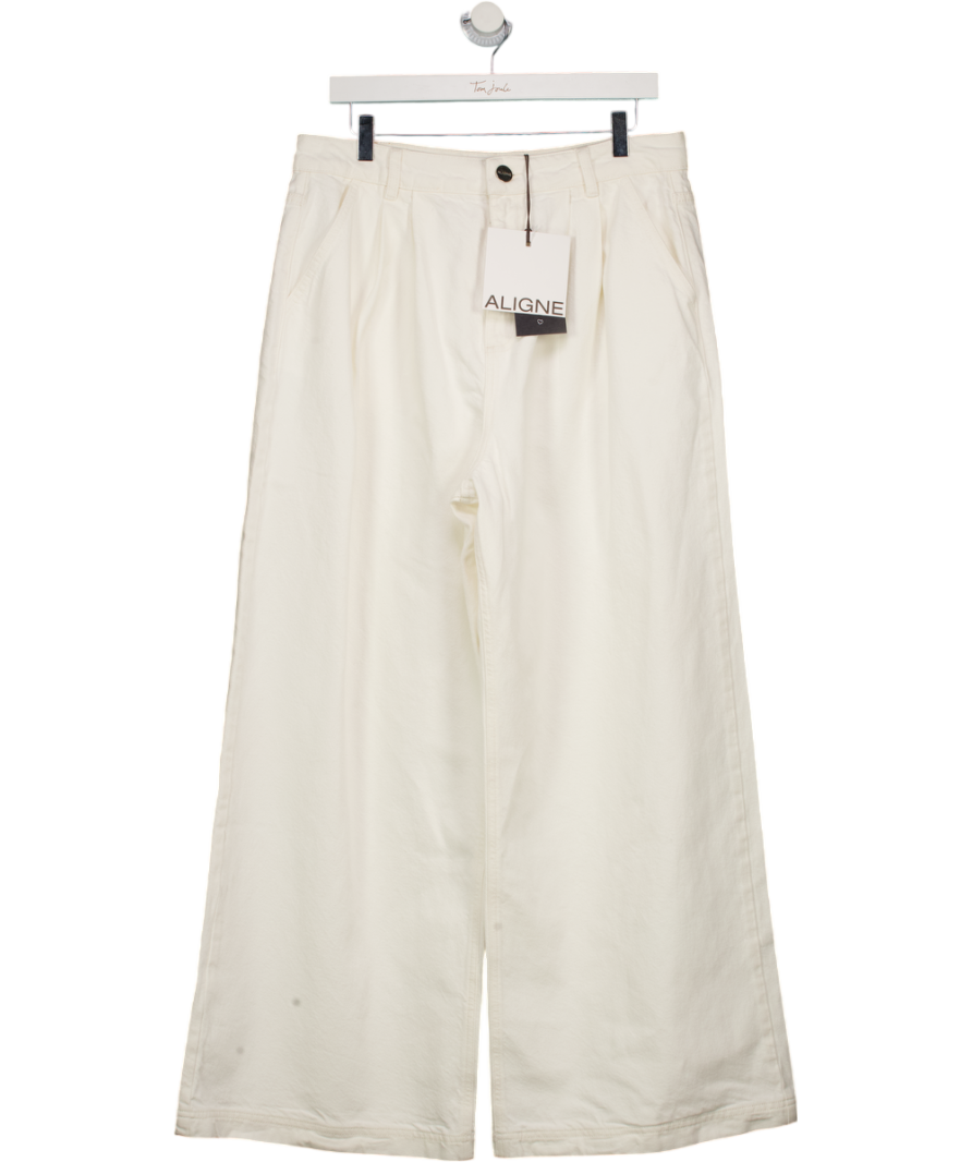 Aligne White Wide Leg Denim Jeans UK 14
