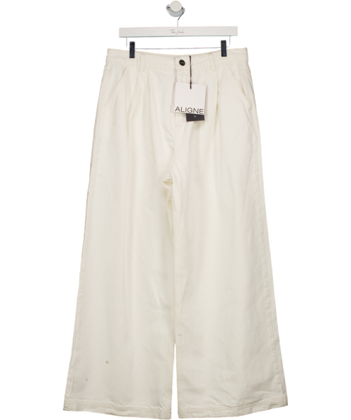 Aligne White Wide Leg Denim Jeans UK 14