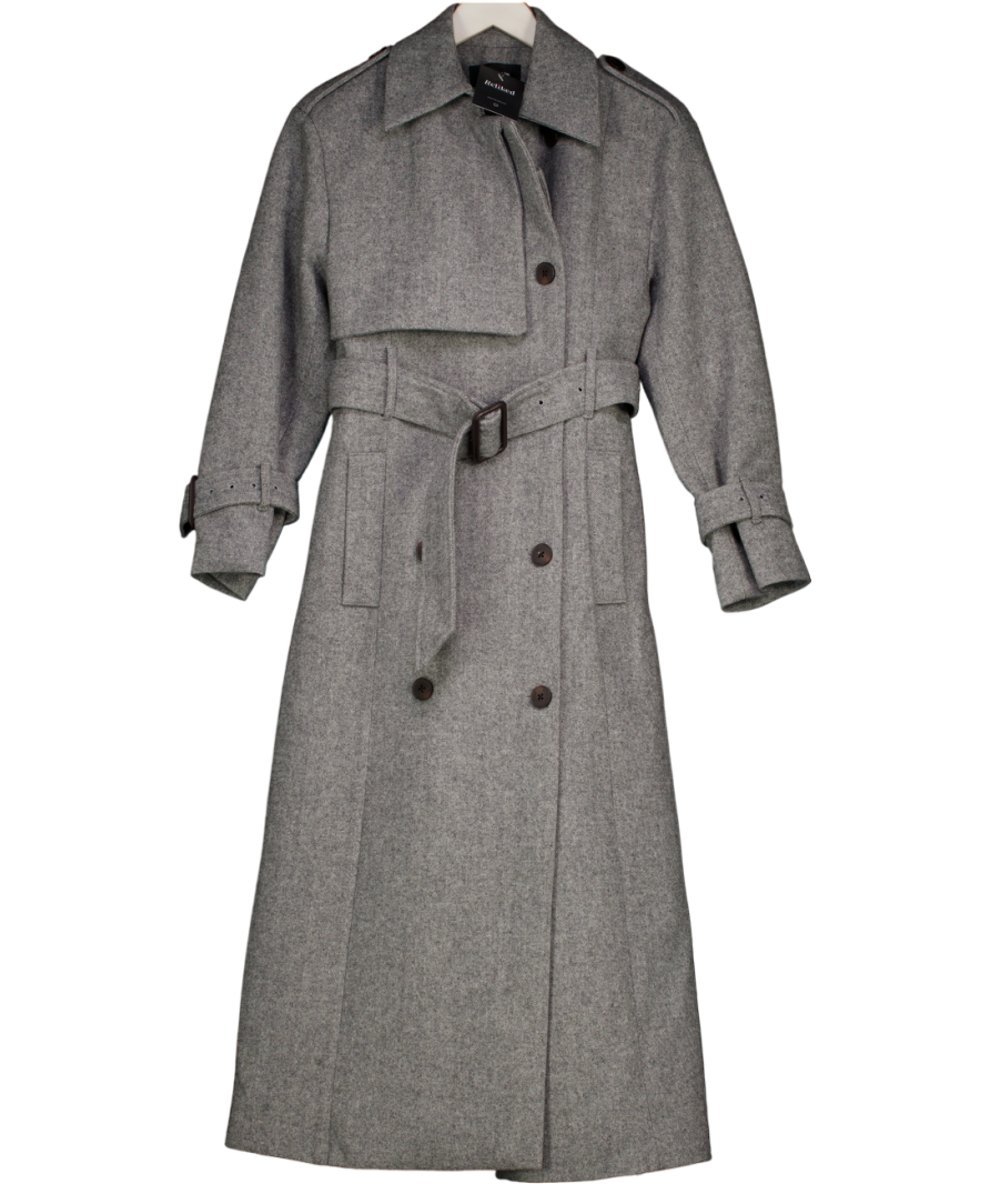 Karen Millen Grey Wool Blend Double Breasted Coat UK 6