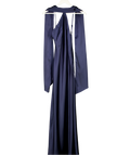 Commense Blue Tie-neck Backless Satin Sleeveless Maxi Dress UK XS