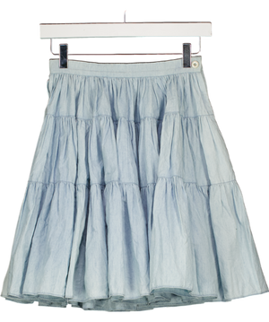 MIU MIU Light Blue Chambray Tiered Mini Skirt It38 UK 6