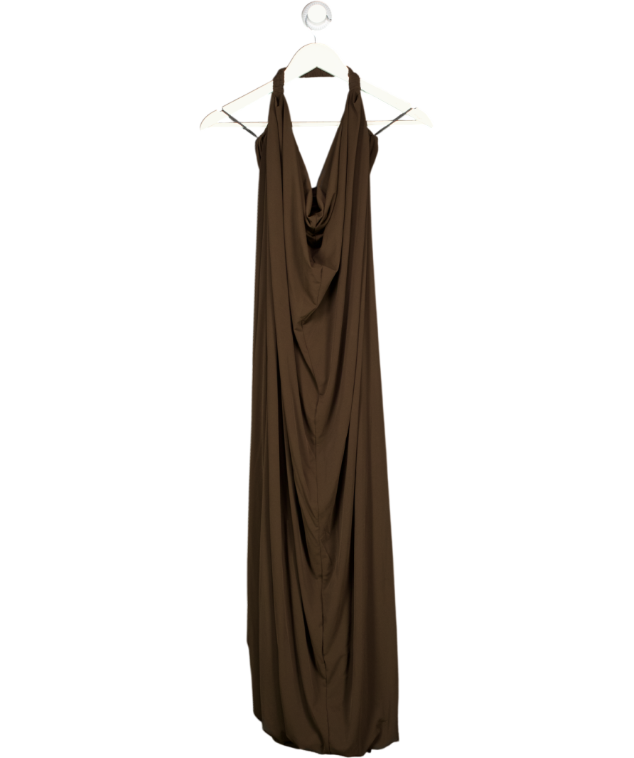 H&M Brown Linen Halterneck Dress UK S